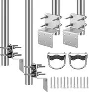 2 Set Technical Pole Mount Accessory for Outdoor Antennas with Double U Bolts Mounting Screws, Antenna Pole Mount OD 1 1/4", 15 3/4" Length