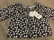 PUMPKIN PATCH long sleeve top BNWT blue white print size 0