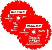 Freud D0724A Diablo 7-1/4-inch 24T ATB Thin Kerf Framing Saw Blades, 2-Pack