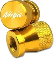 2PCS CNC Aluminum Motorcycle Wheel Tire Valve Stem Caps Tyre Airtight Cover Ninja 250 300 400 650 ZX6R ZX10R 636(Gold)