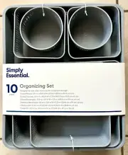 Simplify 10 Piece Organizing Set Multiple Size Bins Grey