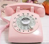 在飛比找Yahoo!奇摩拍賣優惠-『格倫雅』電話之家 撥盤 旋轉盤電話機 復古電話機-粉色撥盤
