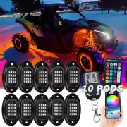 10 Pods RGB LED Under Body Glow Rock Lights Kit Bluetooth For Can-Am Maverick x3