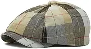 [Punctualgood] Plaid Newsboy Cap for Men Womens Classic Flat Ivy Cabbie Hat Golf Gatsby Cap