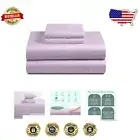 Breathable 100% Cotton Percale Sheets Set - Cooling, Ultra Soft, 16" Deep Pocket