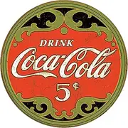 Coca-Cola Round 5 Cents Tin Sign 12 x 12in