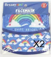 Breasy Kids 2 Face Masks Rainbows Reusable & Washable Summer Masks