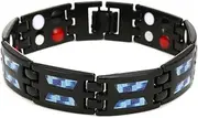 Titanium Power Magnetic Bracelet Carbon Blue Therapy Double Row Ultra Strength
