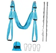Aerial Yoga Swing Set Yoga Hammock Trapeze Sling Inversion Tool for Indoor Blue