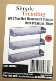 New: Simple Trending 2 Pack 3 Tier Spice Rack Organizer Wall Mounted Storage