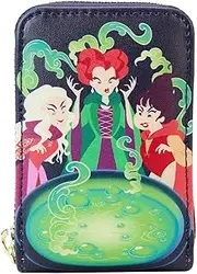 [Loungefly] Disney Hocus Pocus Sanderson Sisters Cauldron Glow Accordion Wallet, 6-Inch x 4-Inch Size