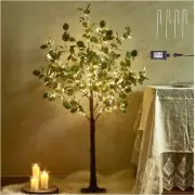 Lighted Eucalyptus Tree Plug in 4FT 160 Warm White LED Artificial Greenery Tree