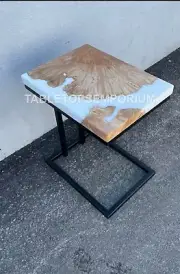 White Epoxy Resin Dining Table, Handmade Furniture Hallway Furniture Dec