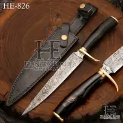 HUNTEX Handmade Damascus Blade, Buffalo Horn Handle 340mm Big Game Sticker Knife
