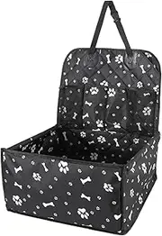 Canine Auto Restraint Tote - Pet Carrier Automobile Seat, Puppy Ride Area | Plush Comfort Travel Bed Featuring Pouches, Resilient Nylon Flexible Belt Water Resistant Material Kitten
