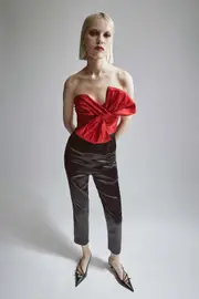 lexana bow bustier in fire red