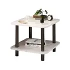 70cm White Ceramic Table Stone Pattern Modern Design with Black Metal Legs