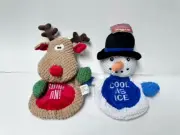 Elk and Snowmen Crinkle Critters Pet Dog Toy , Long 11" , New