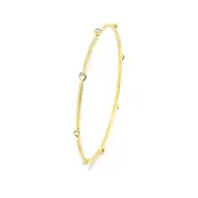 Rose Cut Diamond Sleek Bangle Certified 18K Yellow Gold Natural Handmade Jewelry