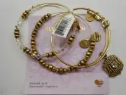 Alex and Ani Mom Set of 3 Bangle Bracelet, Rafaelian Gold NWTBC