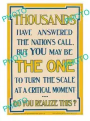 POSTCARD SIZE PHOTO OF WWI ALLIES MILITARY POSTER 1000's HAVE ANSWERED THE CALL