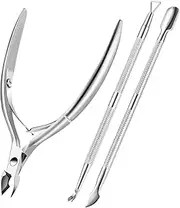 Cuticle Trimmer Cuticle Remover with Cuticle Pusher, XUNXMAS Professional Stainless Steel Durable Pedicure Manicure Tools Cutter Nipper Scissor Clipper for Fingernails and Toenails Dead Skin Silver