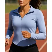 Women's Sweatshirt Running Top Golf Polo Shirt Running Shirt Slim Quarter Zip Long Sleeve Tee Tshirt Breathable Quick Dry Lightweight Tennis Golf Running Sport