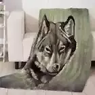 Terrible Animal Wolf Wild 3D Warm Plush Fleece Blanket Picnic Sofa Couch