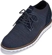 [CALTO] Men's Invisible Height Increasing Elevator Shoes - Navy Lightweight Lace-up Casual Derby - 3.2 Inches Taller - J1507 - Size 9.5 D(M) US