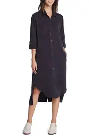 Wash Lab Denim Chill Out Shirtdress in True Black (Finished Hem) at Nordstrom, Size Small