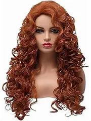 ZXUY Long Curly Wig Party Wigs for Women Synthetic Heat Resistant Fiber Cosplay Wigs (D Brown 60CM)