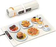 Food Warming Mat, 5-Temp Electric Tray with Child Lock & Auto Shut-Off, Foldable Silicone Warmer for Baby Bottles, Baking, Travel, Buffets, AU Plug (62×38cm)