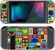 PlayVital Protective Case for Nintendo Switch, Soft TPU Slim Case Cover for Nintendo Switch Joycon Console Purple ABXY Direction Button Caps - Puzzle Adventure