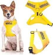 "Nervous" Yellow Color Coded Small Vest Dog Harness (Maybe Unpredictable) Prevents Accidents by Warning Others of Your Dog in Advance!