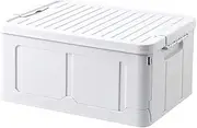 Foldable Storage Box Wardrobe Plastic Finishing Storage Box Toy Clothes Snack Book Household Car Trunk Box (Size: 47 * 34.4 * 29.8cm) (Color : White, Size : 47 * 34.4 * 29.8CM)
