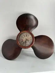 Beachcombers 12" Wooden Clock Ship Propeller Shape Decorative Wall Hang Brown