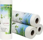 Belinlen Bamboo Paper Towels Replacement 4 Rolls 80 Sheets Heavy Duty Machine Washable Reusable Paper Towels for Kitchen and Daily Use(11x12”, 4 Rolls)