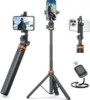 EUCOS 62" Phone Tripod, Tripod for iPhone & Selfie Stick Tripod with Remote, Extendable Phone Tripod Stand & Travel Tripod, Solidest Cell Phone Tripod Compatible with iPhone/Android