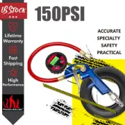 LCD Digital Tire Inflator w/ Pressure Gauge Lock-On Air Chuck 150 PSI Resolution