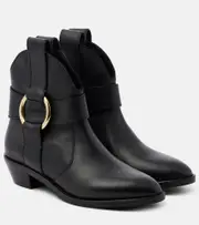 [See By Chloe] See By Chloé New Ring leather ankle boots AU 5 black