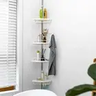 4 Tier Telescopic Tension Pole Shelf Corner Bath Shower Rack Caddy Organiser
