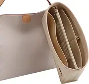 Doxo Purse Organizer Insert & Base Shaper, Felt Handbag & Tote Bag Fit LV Graceful PM More(Beige,SM)