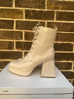 New CIRCUS By SAM EDELMAN Vanilla Karter Block-Heel Lace-Up Booties SZ 9.5