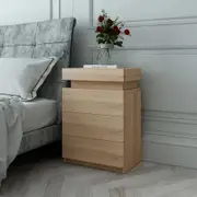 Oak Modern Nightstand Bedside Tables 3 Drawers High Gloss Front