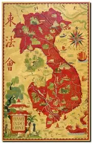 Vintage Old World Map Vietnam Indochina CANVAS PRINT poster 24"X 36"