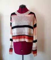 Wildfox Sahara Phoebe Sweater Multicolor Women Striped Size Small Thin Knit