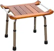 Wood Bath Spa Shower Chair with Arms Without Back 6 Height Adjustable Bath Shower Stool Bath Tub Seat with Feet Lightweight Bench Chair