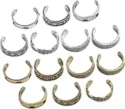[TINEASUR] 14pcs Hollow Carved Metal Toes Rings for Women Lightweight Comfortable Small Toe Jewelry Golden Silver Finishes for Summer Beach and Casual Wear