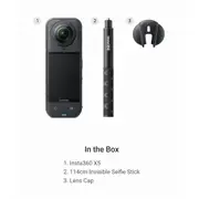Insta360 X5 360° Waterproof 8K Action Camera Ge-Set Bundle - Includes 1 x Insta360 X5, 1 x Lens Cap and 1 x 114cm Invisible Selfie Stick. [CAMINS5012B]