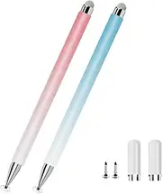 Stylus Pens for Touch Screens, 2 in 1 Magnetic Disc Universal Stylus Pen for Apple iPad/iPhone/Samsung Galaxy/Android/Microsoft Tablets All Universal Touch Screen Devices (2 Pack Blue/Pink)